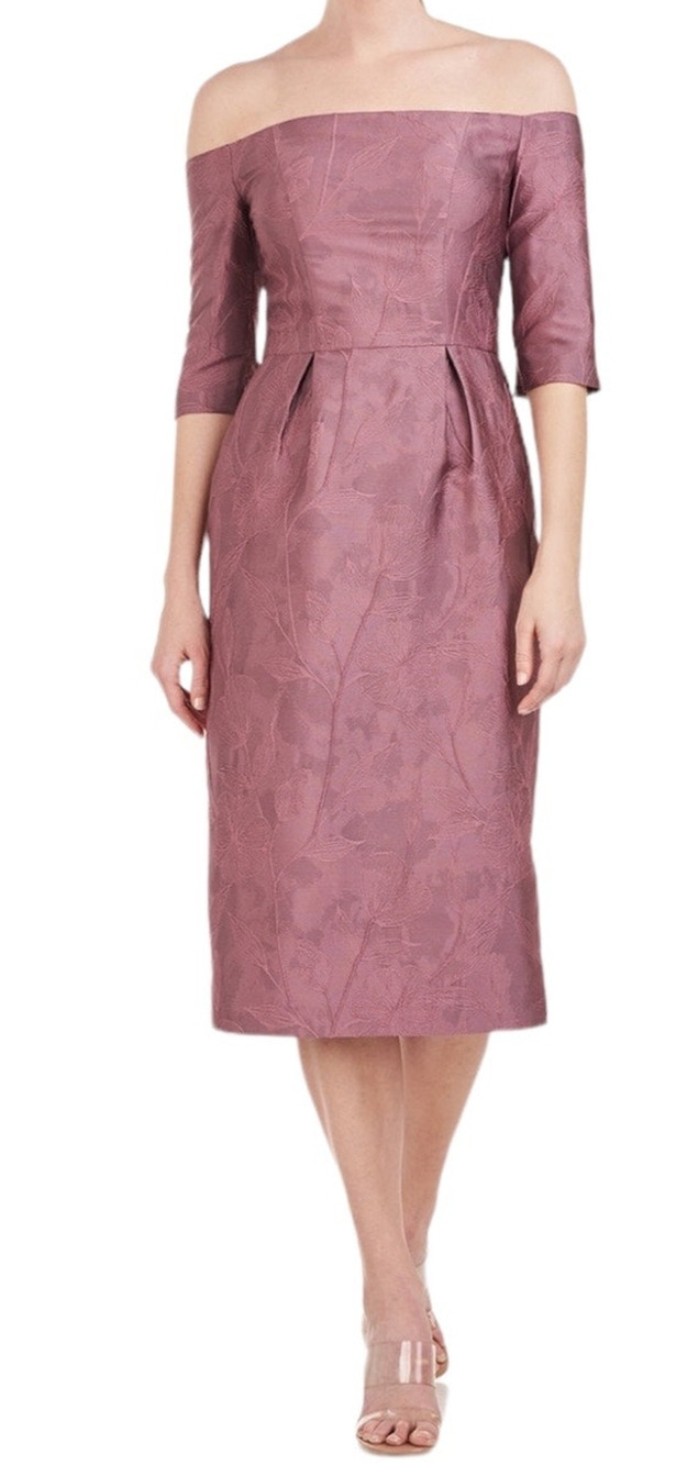 Kay Unger Dress Brinley off shoulder midi pink size 6